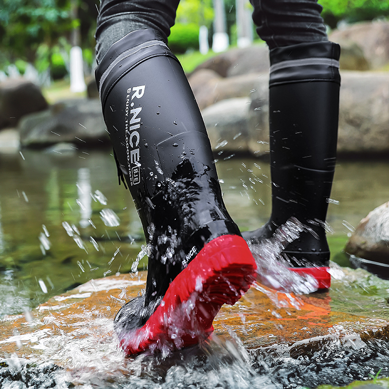 남성용 세련된 야외용 레인슈즈 하이컷 플레인탑 레인부츠 - Fishing Boots 리뷰 및 가격